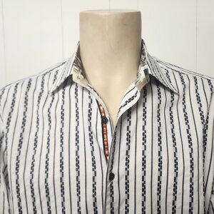 Robert Graham shirt XL men's black white stripe cotton